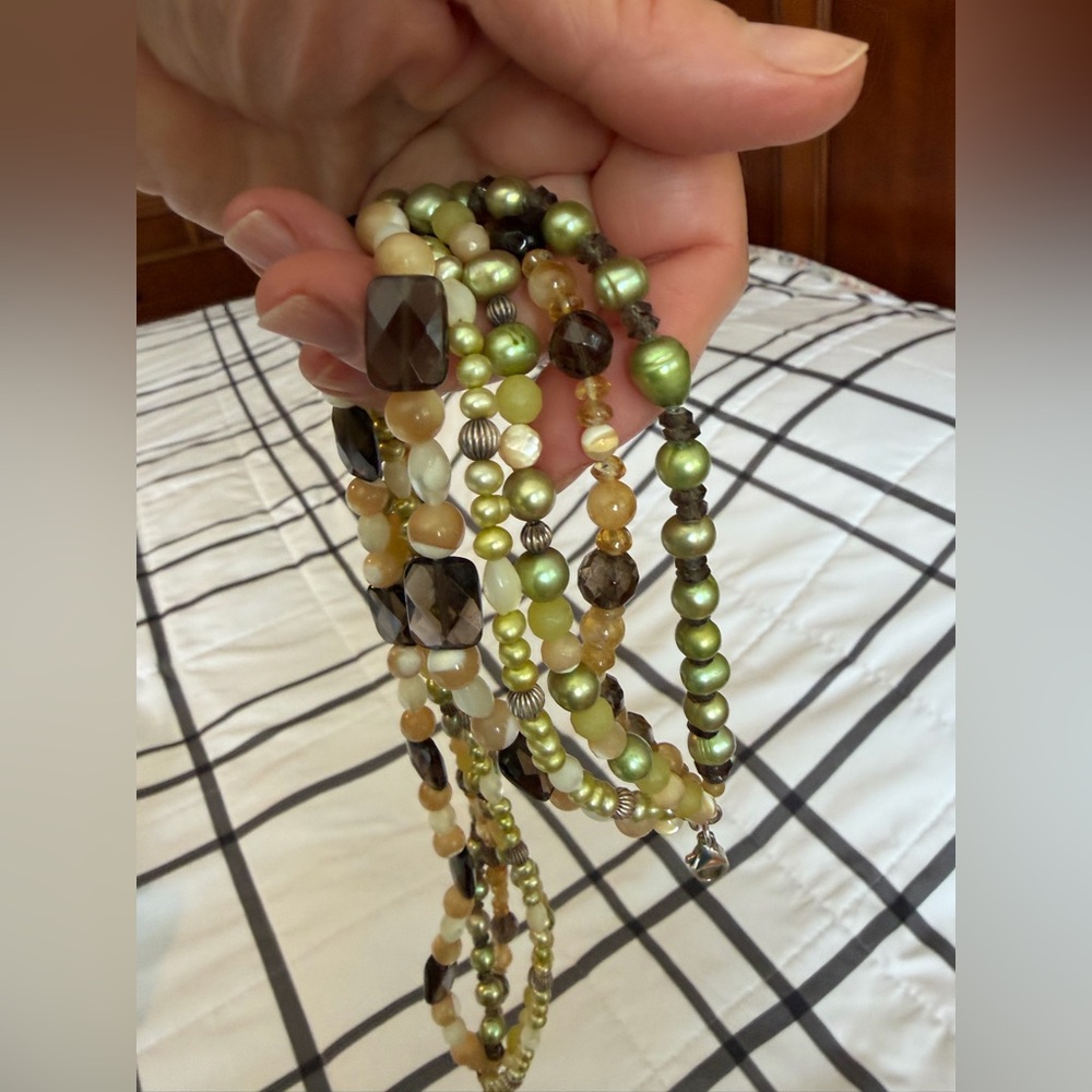 Ross-Simons Multi Stone Necklace in Brown and Green Tones - Picture 5 of 11